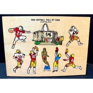 Vintage Posen football hall of fame peg puzzle features Jim Thorpe